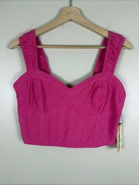 Midnight Sky Cropped Bustier Top in Fuchsia. Large. NEW